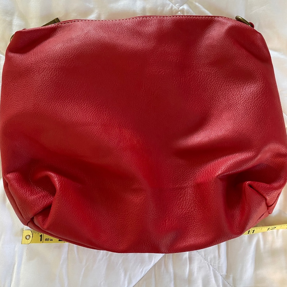 Red leather crossbody handbag